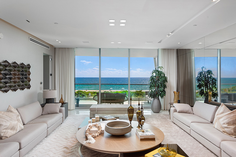Living room view of condo in Miami Beach